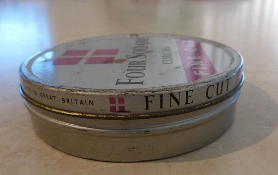 Four Square Curlies Fine Cut Round Tobacco Tin (empty), Made in Britain