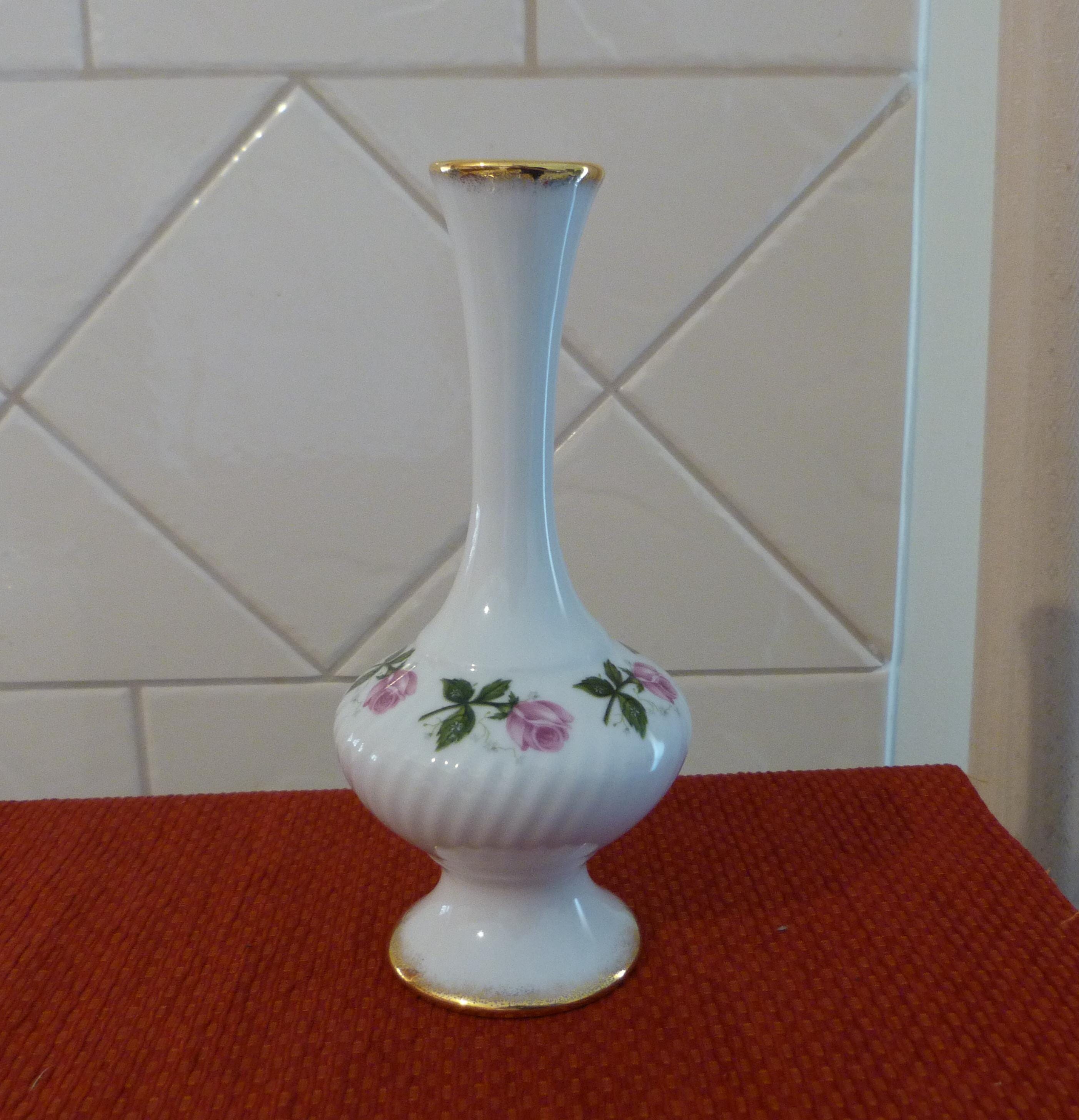 Vase à Fleurs Alba Iulia En Céramique Blanche, Motif Floral - Occasion En Bon état - Déco De Jardin Ou Intérieur