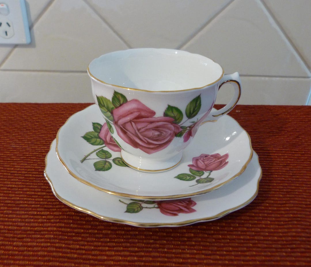 Rose Ridgeway England Royal Vale Red Rose Trio, Bone China - Ridgeway Potteries Made in ...