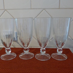 Set of 4 x Vintage Ribbed Milkshake Soda Fountain Sundae Glasses Made in France