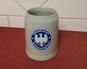 Caneca de cerveja alemã vintage Gerz Brauhaus Schweinfurtt 0,5 litro