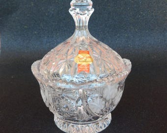 Vintage Anna Hutte Bleikristall German Hand Cut Crystal Candy Dish