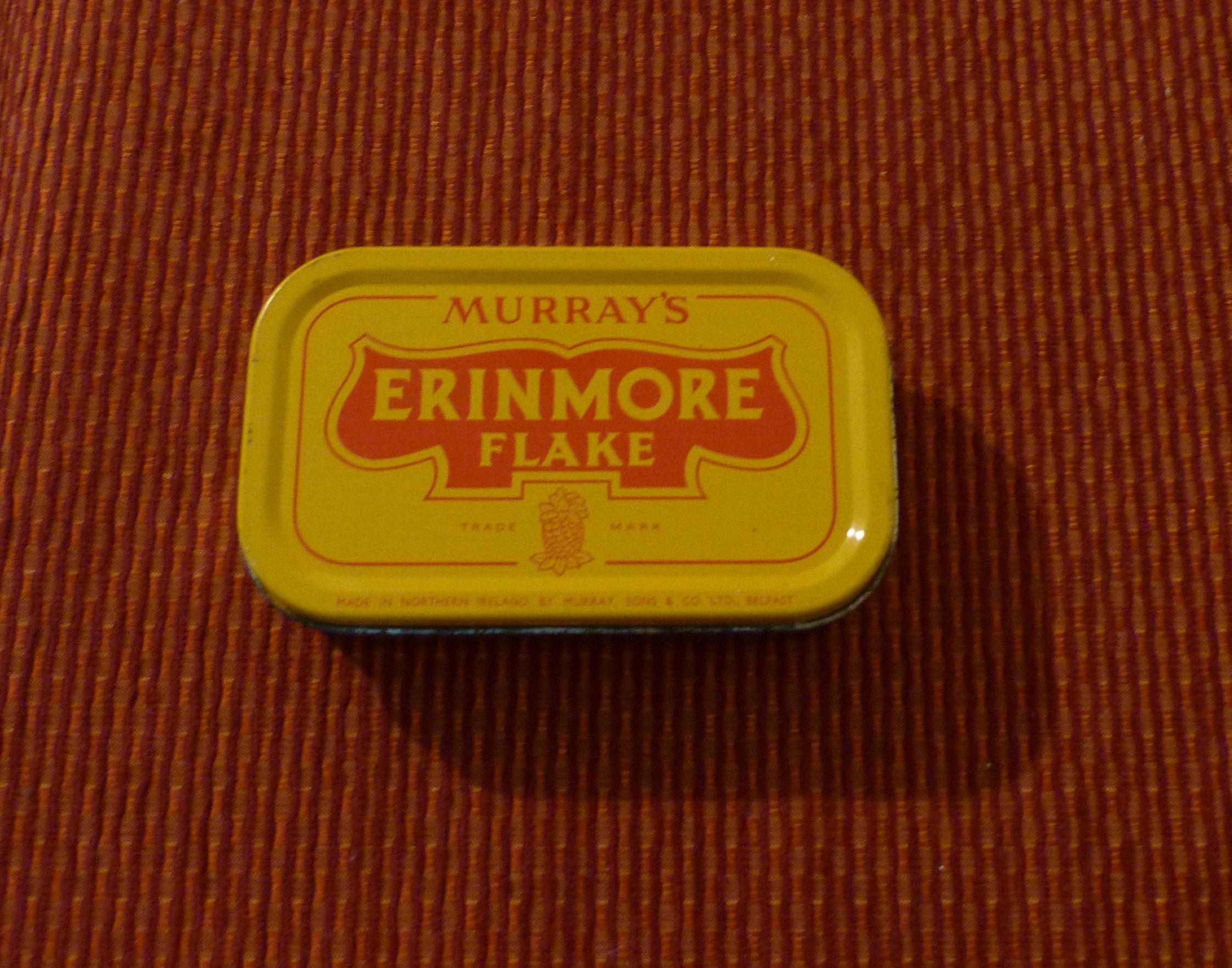 erinmore flake tobacco tin Vintage Murray's Erinmore Flake Tobacco 2oz Tobacco Tin - Made in Northern  Ireland (empty)