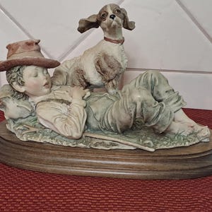 Vintage Capodimonte Dog and Boy Figurine - Etsy