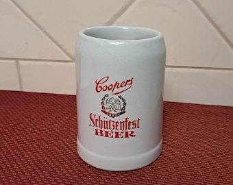 Vintage Coopers Beer Schutzenfest Ceramic Stein Mug Stein 0.5 liter Elischer Pottery