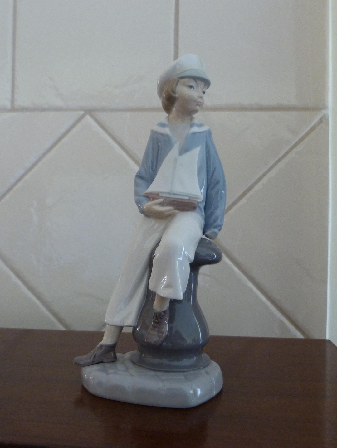 Lladro Figurine Boy With Yacht 4810 Damaged Etsy
