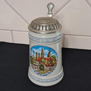 Vintage-Style Gerz Germany Beer Stein with Pewter Lid – Munich / München Souvenir
