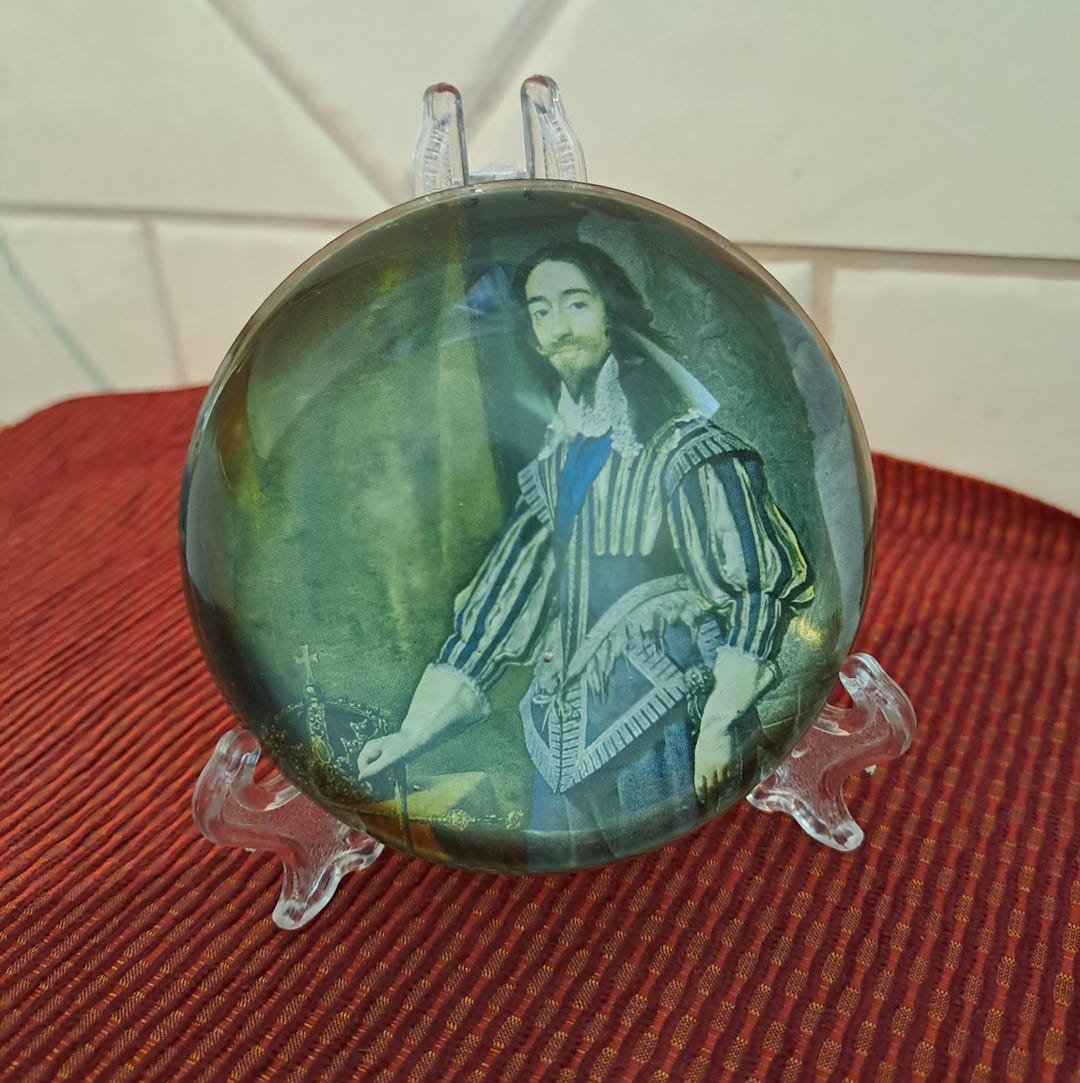 Vintage King Charles I Portrait Glass Dome Paperweight – Nigel Pain ...