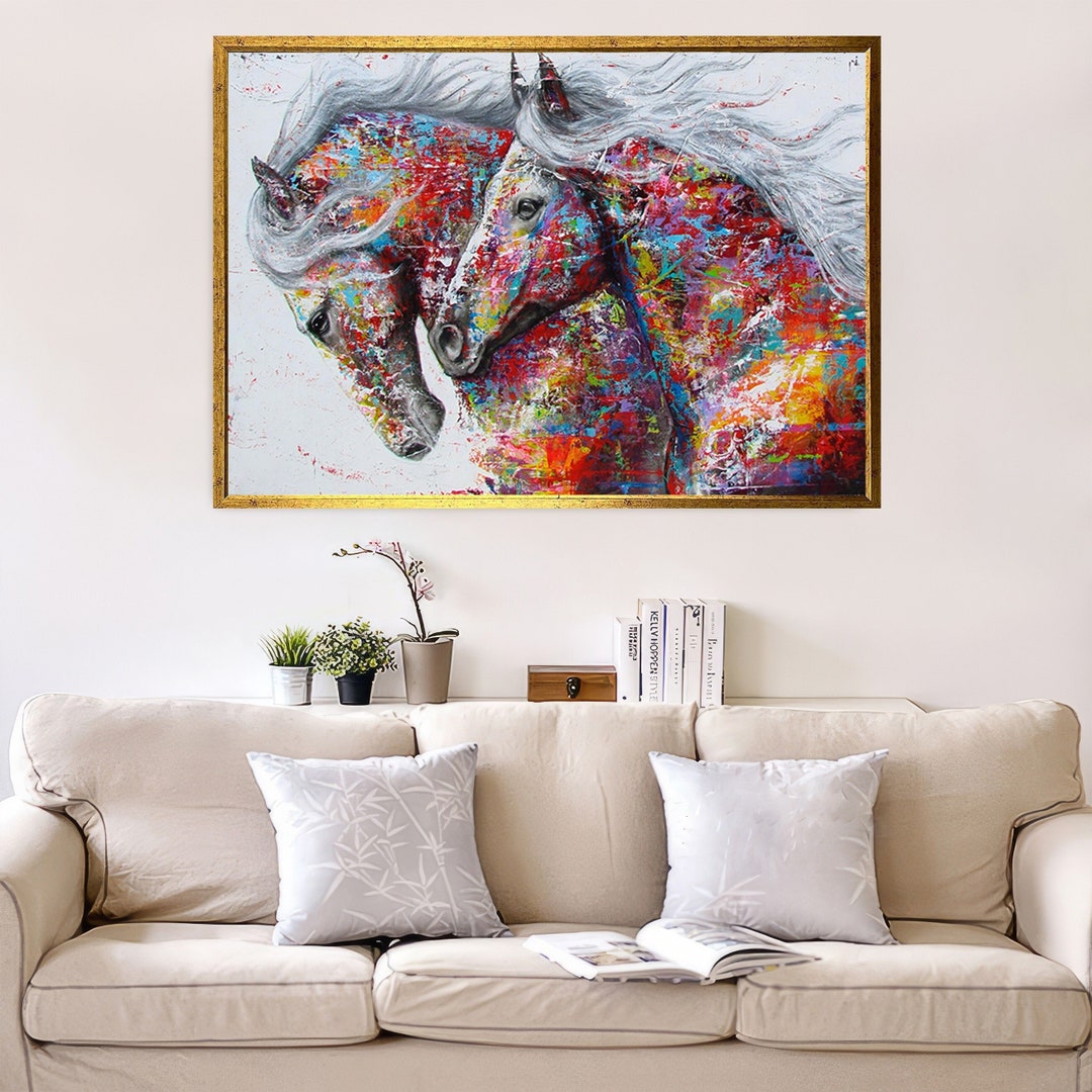 White Stallion Canvas, Majestic Horse Wall Art, Ocean Horse Print, Animal Canvas Design, Ready to Hang Home Décor - Israel