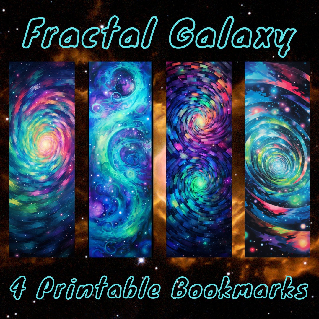 4 Fractal Galaxy Printable Bookmarks Digital Download - Etsy