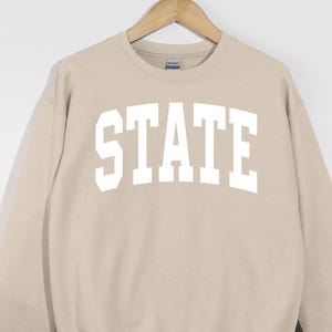 Unisex State Sweatshirt: Collegiate Crewneck, 50/50 Cotton-Poly Blend