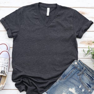 Unisex Bella Canvas 3005 V-neck T-shirts, Blank Plain V-neck Shirts, Trendy V-necks For Women, Basic Vneck Tshirt Cotton Polyester Blend