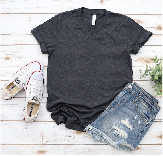 Unisex Bella Canvas 3005 V-neck T-shirts, Blank Plain V-neck Shirts, Trendy V-necks For Women, Basic Vneck Tshirt Cotton Polyester Blend
