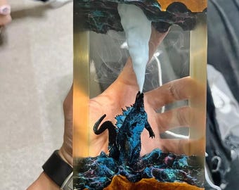 ゴジラ ジオラマ レジンランプ：怪獣 ファイアブレス LED テーブル
