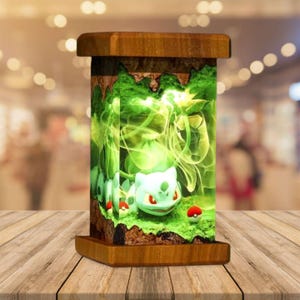 Handmade Grass-Type Resin Lamp, Bul.basaur Resin Lamp, Custom Anime Lamp, Resin Night Light, Personalized Gifts, Gift For Kid, Birthday Gift