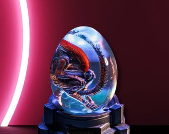 Lampe oeuf de science-fiction faite main en résine extraterrestre : décoration de jeu à collectionner