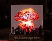 Nuclear Explosion Lamp, Mushroom Cloud Diorama Light, Post Apocalyptic City Decor, Handmade Resin Night Light, Gamer Desk Gift