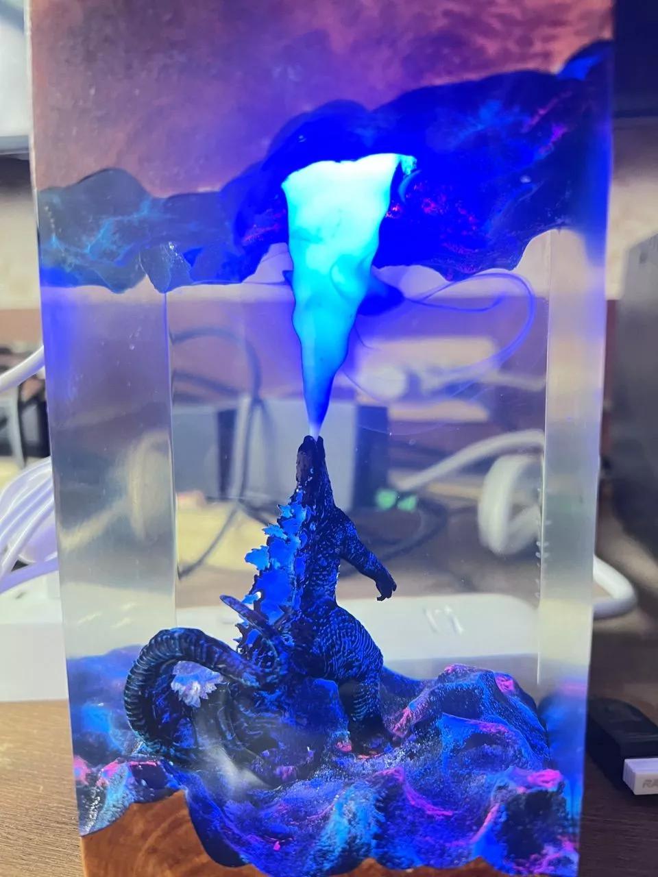 ゴジラ ジオラマ レジンランプ：怪獣 ファイアブレス LED テーブル