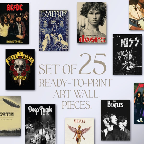 Unique Collection of Wall Posters with Album Covers and Tour Photos for Rock Music Enthusiasts!  Digital Prints , Instant Download