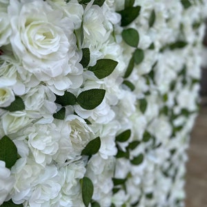 BIG SALES! 4ftX8ft 8ftx8ft 3D Fabric Artificial Flower Wall Panels, White/Green Floral Backdrop, Wedding Backdrop, Rose Backdrop