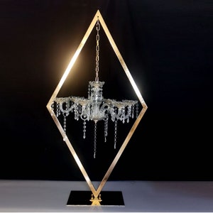 2Pcs | 45.6” Diamond Rhombus Metal Candle Holders 【GOLD】 Wedding Centerpiece Tabletop
