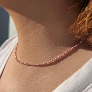 Pink Seed Bead Choker: Dainty 1mm Glass Necklace