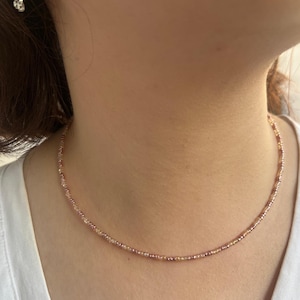 Pink Glass Seed Bead Necklace: Elegant Boho Choker