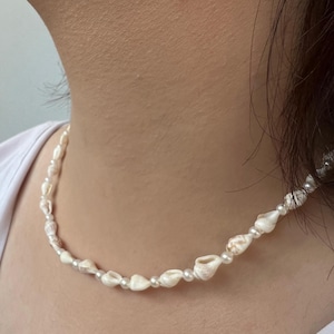 Seashell Pearl Necklace - Handmade Natural Shell Beaded Jewelry - Boho Beach Choker trend jewelry