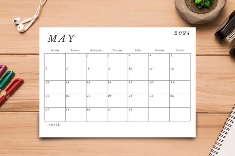 2024 Calendar 2024 Big Wall Calendar 2024 Planner Etsy
