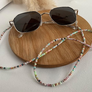 Brillenkette mit bunten Perlen Sonnenbrille Eyeglass Chain pastell Flower handgemachtes Brillenband tolles Accessoires für jede Brille