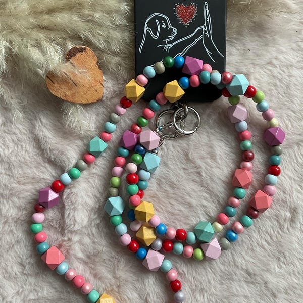 Handykette Handyband Perlen mit bunten farbenfrohen Holzperlen lang  handgefertigte Handykette tolles Accessoire für Frühling Sommer Boho