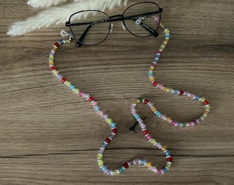 Brillenkette Perlen Unisex Brillenband bunt Sonnenbrille Eyeglass Chain Geschenk Sommer