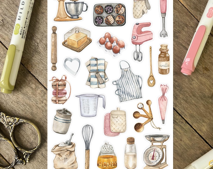 Baking Sticker Sheet, Recipe Book Stickers, Cooking Stickers ...