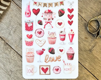 Love Sticker Sheet, Wedding Planner Stickers, Valentines Day Stickers, Bullet Journal Stickers,
