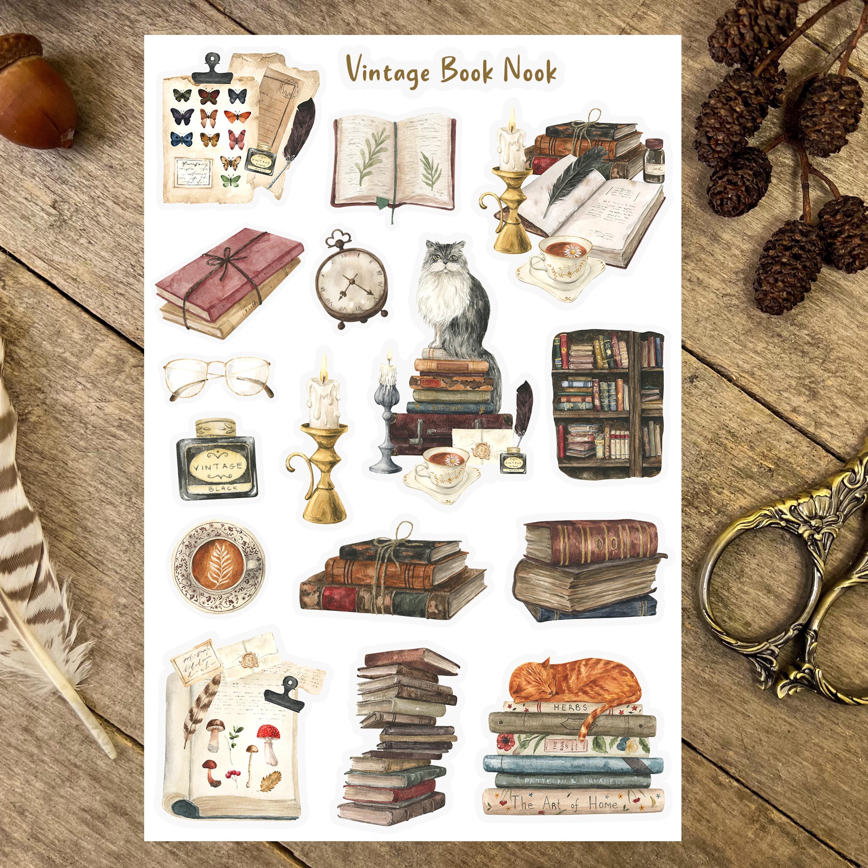 Vesavifaka 120 stuks Vintage stickers, Waterdichte Vinyl Scrapbook stickers voor dagboek