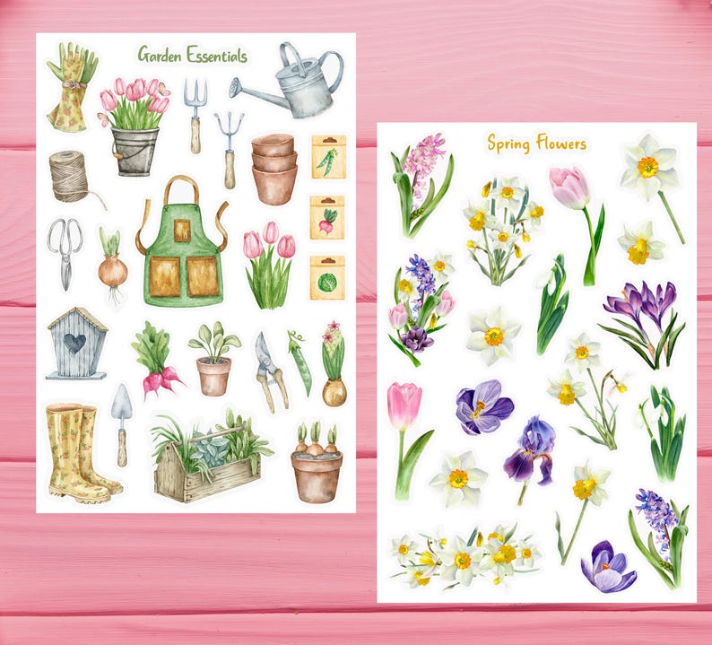 Gardening Sticker Sheet, Garden Planner Stickers, Spring Season Sticker Sheet, Spring Garden Sticker Sheet, Cottagecore Garden Stickers BUY BOTH AND SAVE :)