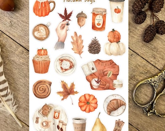 Autumn Days Sticker Sheet, Cosy Autumn Stickers, Cottagecore Stickers, Autumn Planner Stickers, Seasonal Sticker, Autumn Aesthetic Stickers