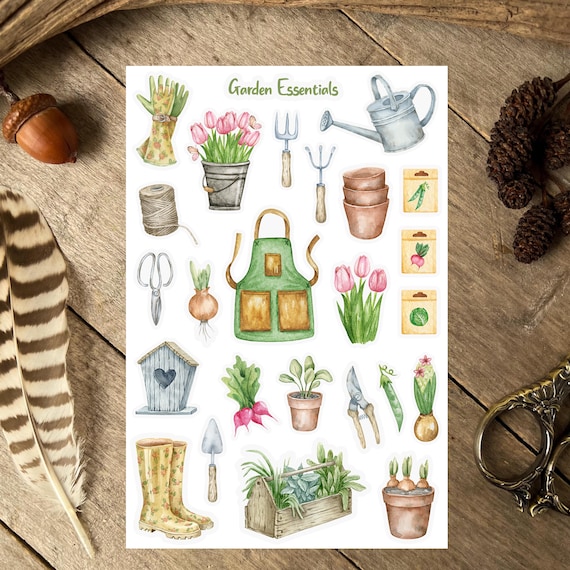 Gardening Sticker Sheet, Garden Planner Stickers, Spring Season Sticker Sheet, Spring Garden Sticker Sheet, Cottagecore Garden Stickers