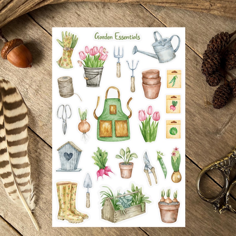 Gardening Sticker Sheet, Garden Planner Stickers, Spring Season Sticker Sheet, Spring Garden Sticker Sheet, Cottagecore Garden Stickers GARDENING ESSENTIALS