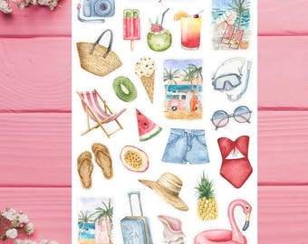 Summer Holiday Stickers, Travel Planner Stickers, Holiday Vacation Stickers, Travel Journal Stickers, Beach Stickers, Holiday Planner Decor