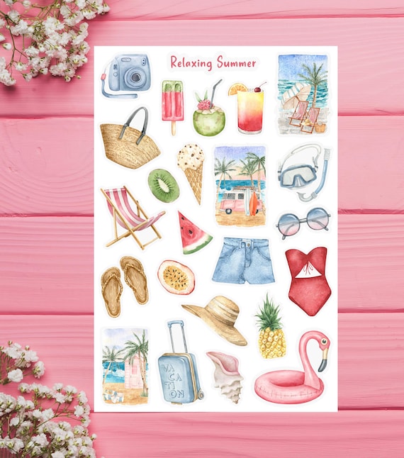 Summer Holiday Stickers, Travel Planner Stickers, Holiday Vacation Stickers, Travel Journal Stickers, Beach Stickers, Holiday Planner Decor