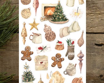 Christmas Cheer Sticker Sheet, Festive Stickers, Winter Holiday Stickers, Merry Christmas Stickers, Journaling Stickers, Seasonal Stickers