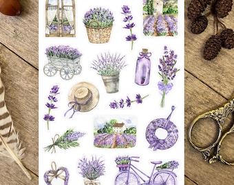 Lavender Dreams Sticker Sheet, Summer Stickers, Lavender Flower Stickers, Purple Aesthetic Stickers, Garden Stickers, Floral Stickers