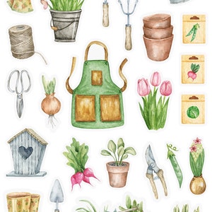 Gardening Sticker Sheet, Garden Planner Stickers, Spring Season Sticker Sheet, Spring Garden Sticker Sheet, Cottagecore Garden Stickers image 2