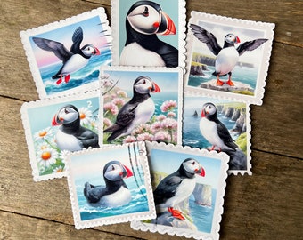 Puffin Sticker Pack, Stickers for Journal, Laptop Stickers, Vinyl Stickers, Scrapbooking Stickers, Die Cut Stickers, Bird Log Book Stickers