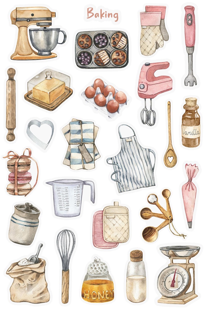Baking Sticker Sheet, Recipe Book Stickers, Cooking Stickers ...