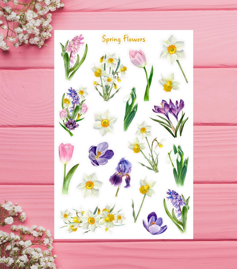 Gardening Sticker Sheet, Garden Planner Stickers, Spring Season Sticker Sheet, Spring Garden Sticker Sheet, Cottagecore Garden Stickers SPRING FLOWERS