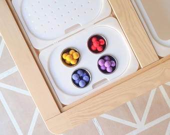 Schüsseln / Trichter Einsatz für IKEA kleine Trofast Box mit Flisat Tisch und Grilltider