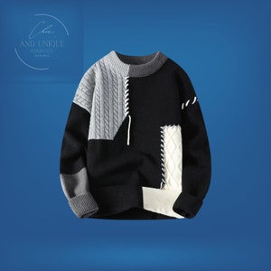 Sweat-shirt dhiver tricoté haut de gamme, Cashemre de haute qualité, tissu supérieur chaud unisexe, pull doux, mode faite à la main de créateur, design coloré No. 3