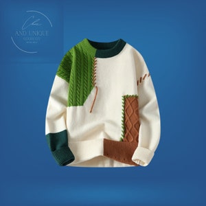 Sweat-shirt dhiver tricoté haut de gamme, Cashemre de haute qualité, tissu supérieur chaud unisexe, pull doux, mode faite à la main de créateur, design coloré No. 2